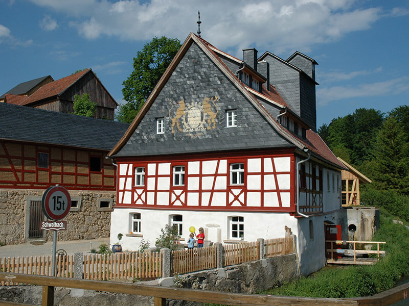 Schiefergiebel Staniolmalerei Marktmühle Wonsees