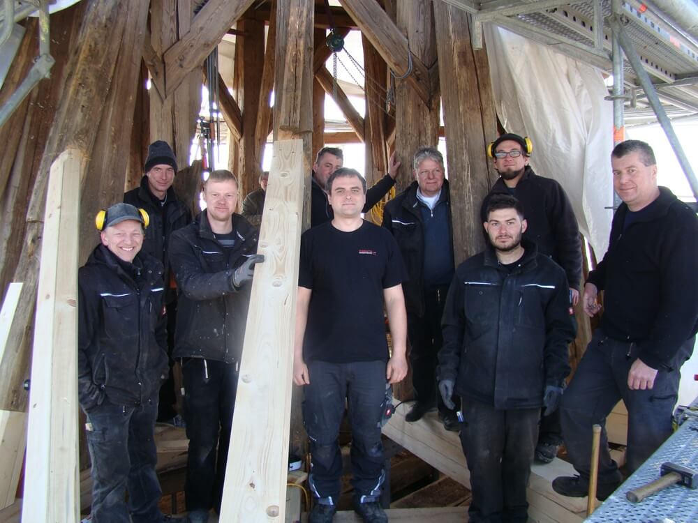 Mitarbeiter am Turm Steinfeld